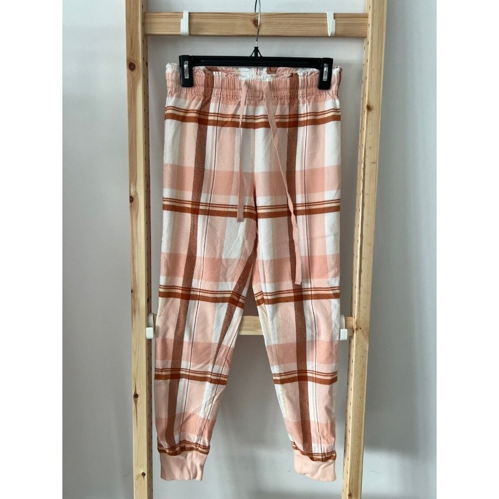 Simons Miyu Plaid Organic Cotton Pyjama Pants Orange/White ( S )